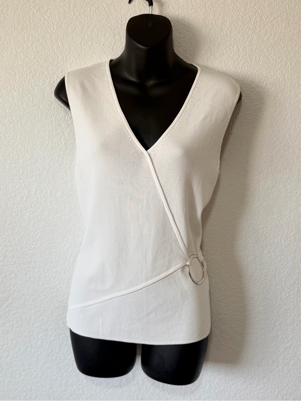 90s Minimalist Willi Smith White Wrap Knit Top